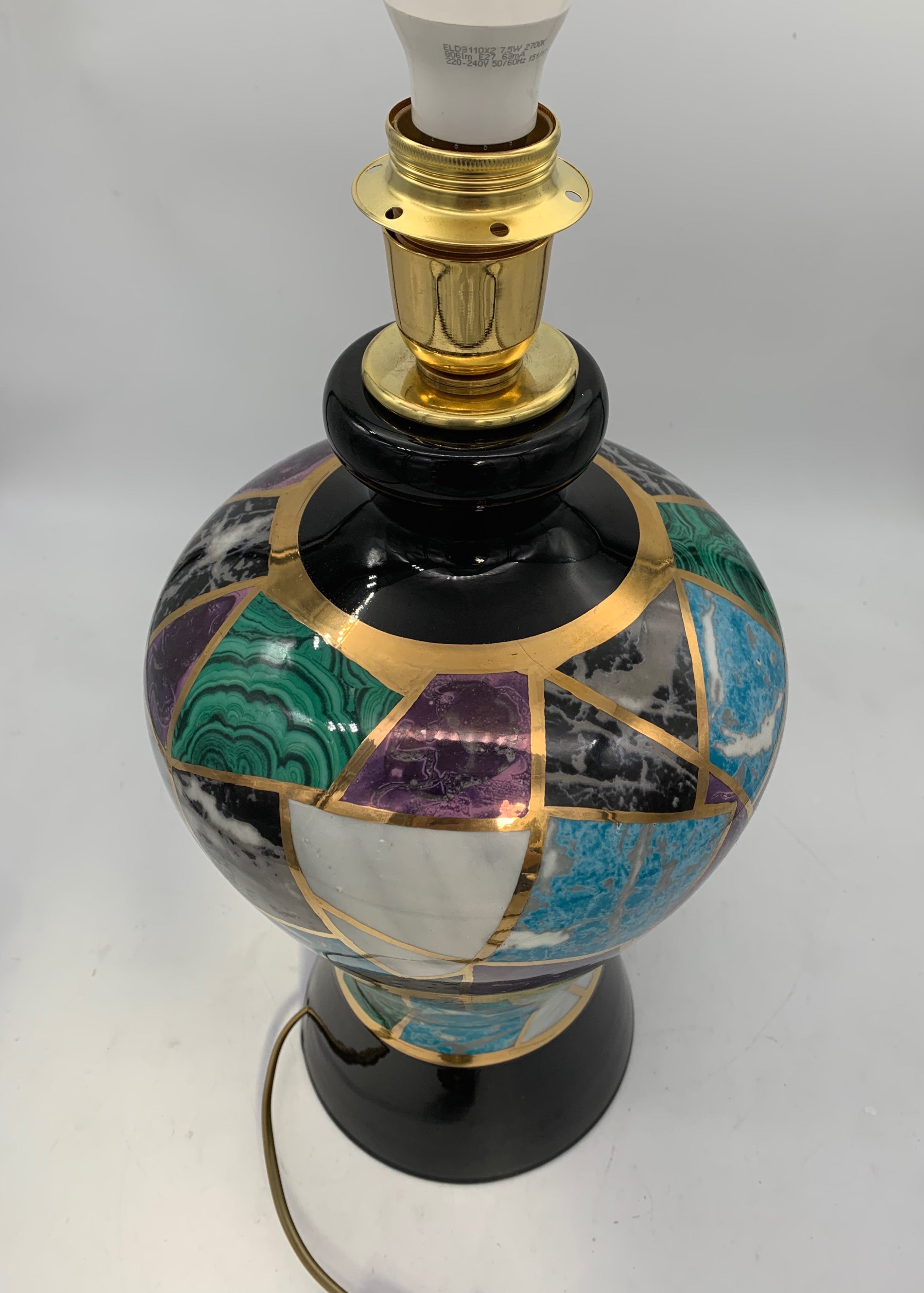 Boni_Ceramic_Table_Lamp,_Handcrafted_Glazed_Vase_Lamp,_Italian_Postmodern_Design,_1980s