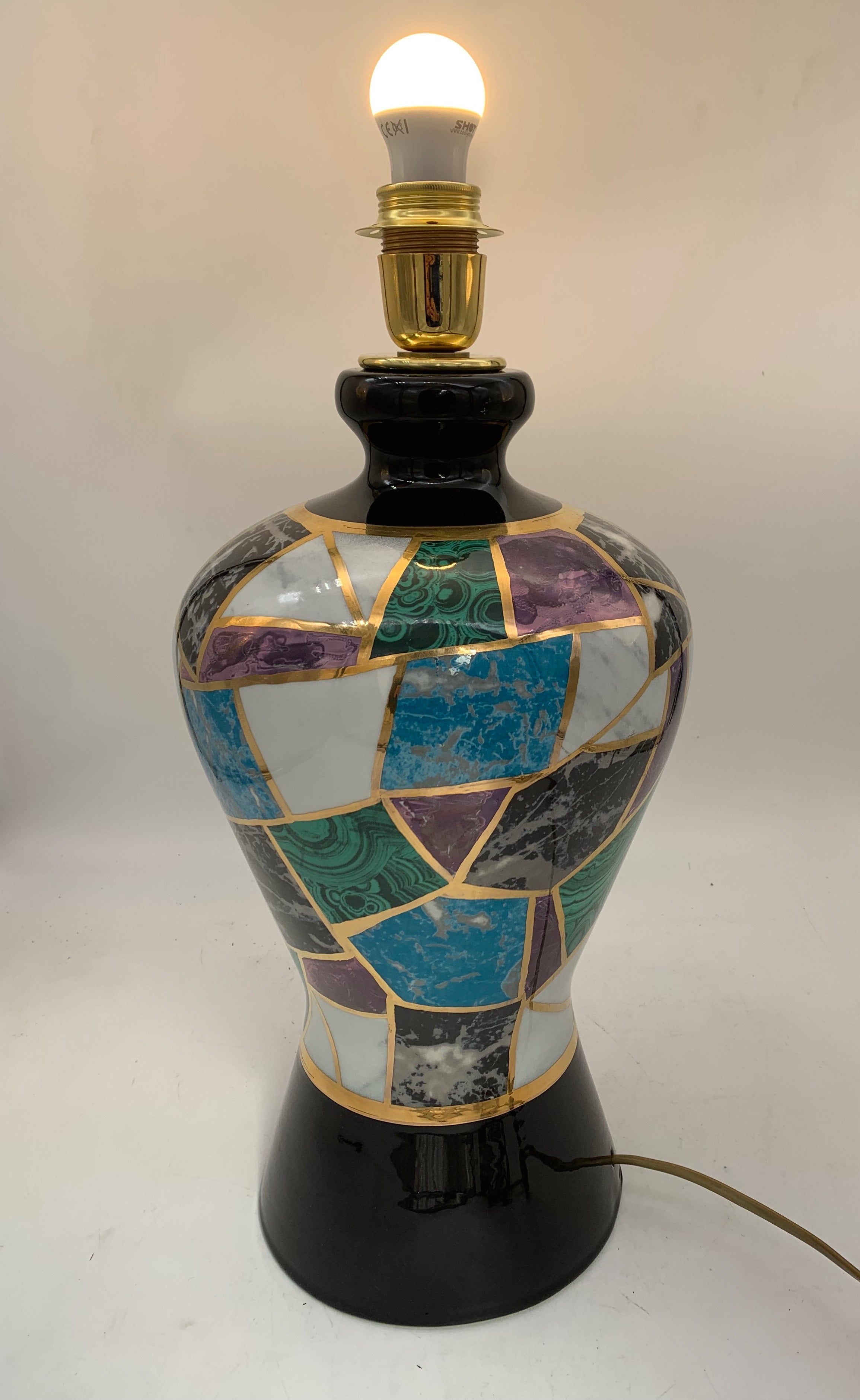 Boni_Ceramic_Table_Lamp,_Handcrafted_Glazed_Vase_Lamp,_Italian_Postmodern_Design,_1980s