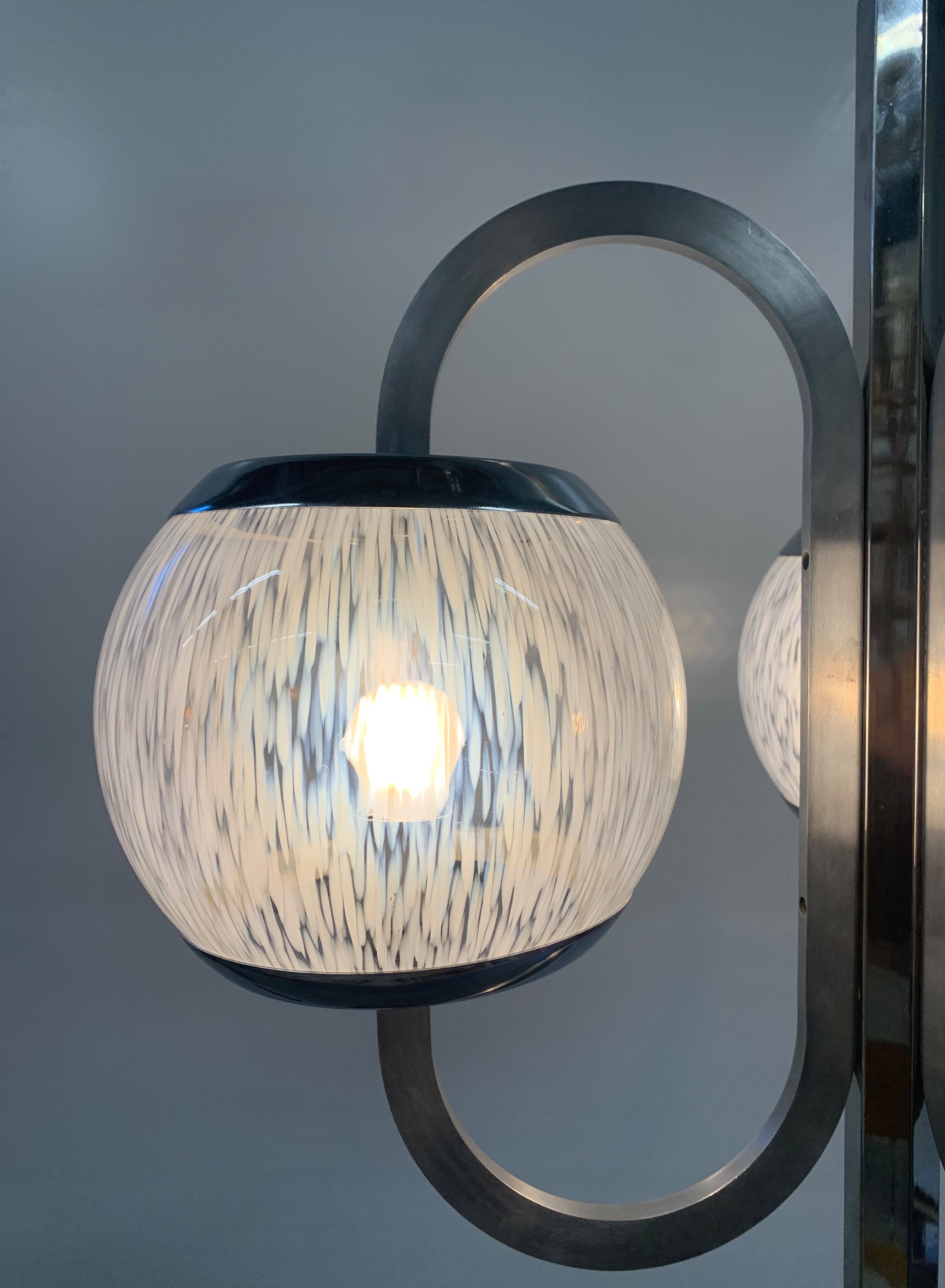 Nason_Moretti_Murano_Glass_Chandelier,_Chrome_&_Lattimo_Glass,_Italy