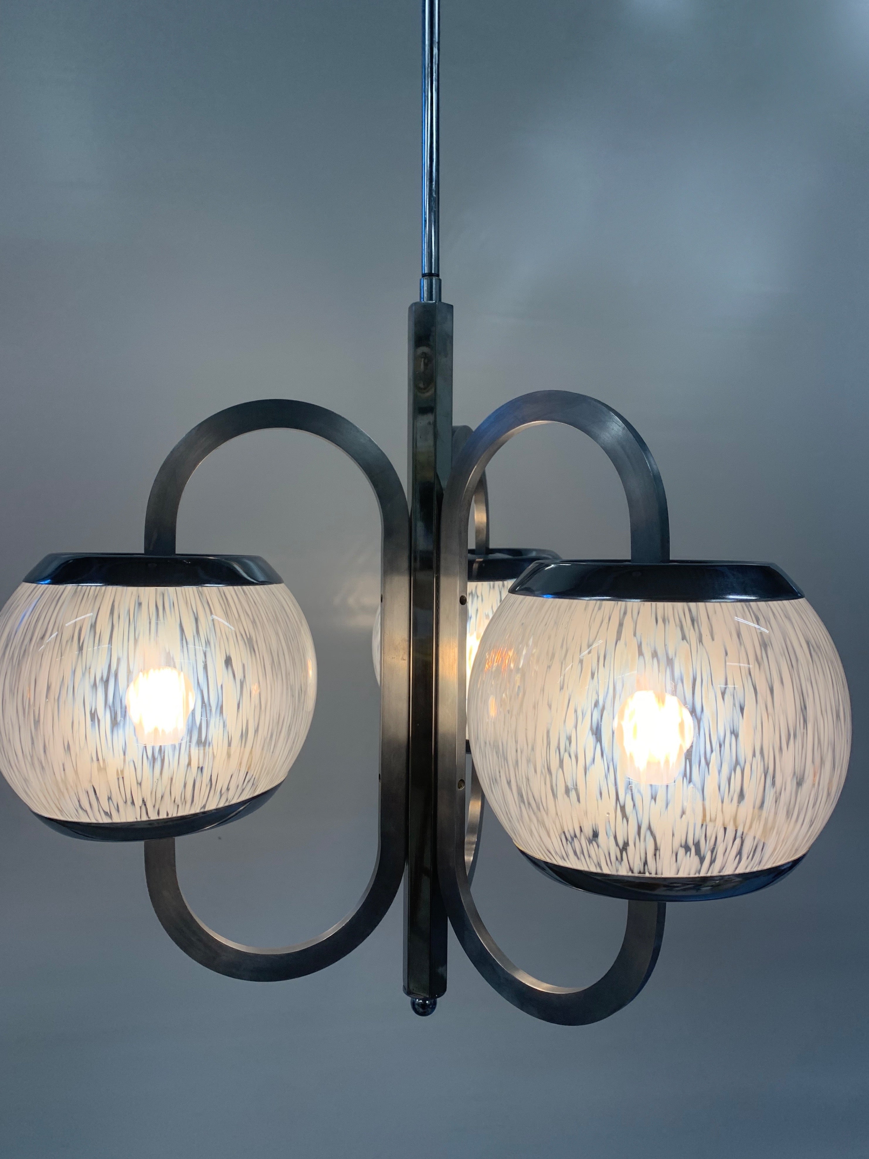 Nason_Moretti_Murano_Glass_Chandelier,_Chrome_&_Lattimo_Glass,_Italy