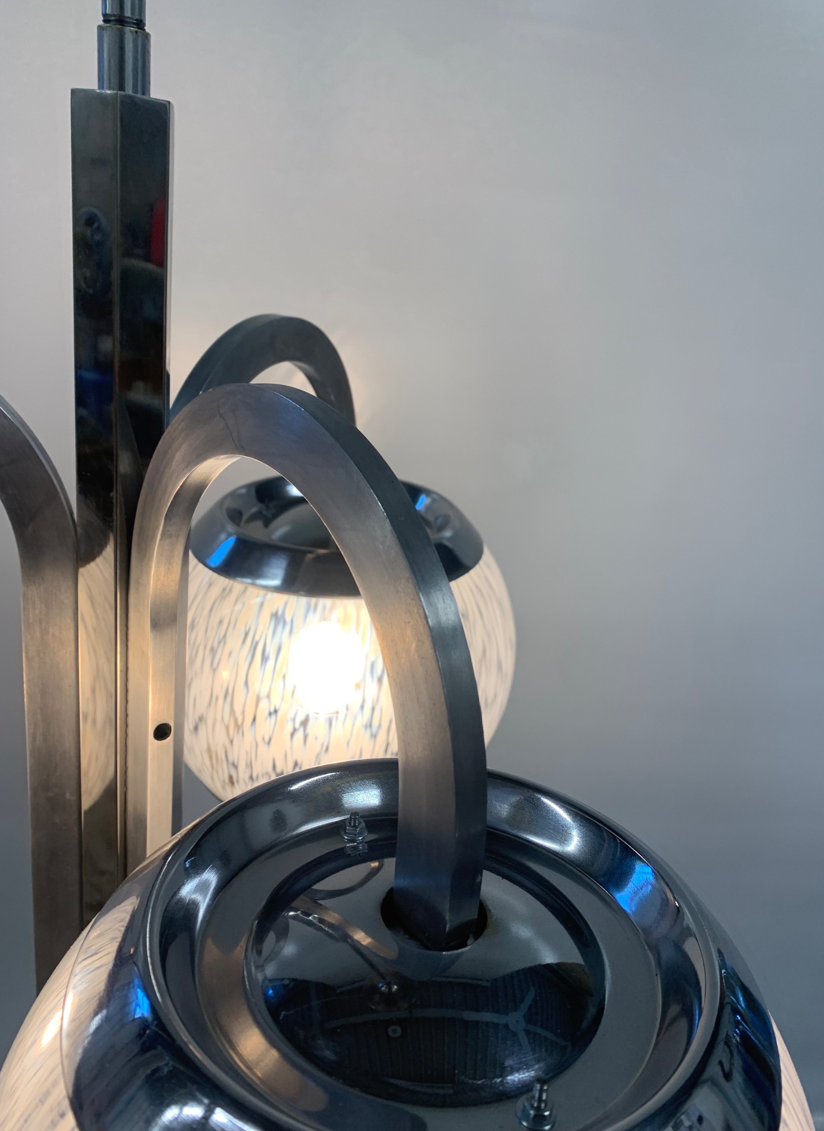 Nason_Moretti_Murano_Glass_Chandelier,_Chrome_&_Lattimo_Glass,_Italy