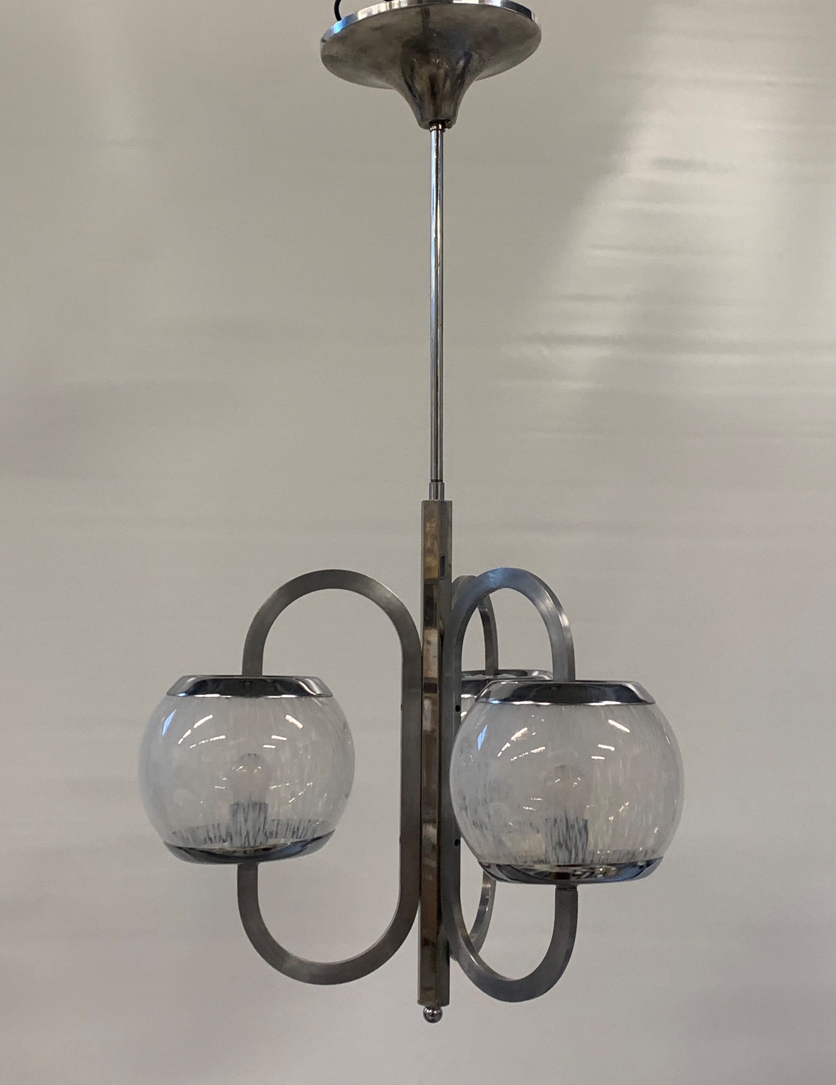 Nason_Moretti_Murano_Glass_Chandelier,_Chrome_&_Lattimo_Glass,_Italy