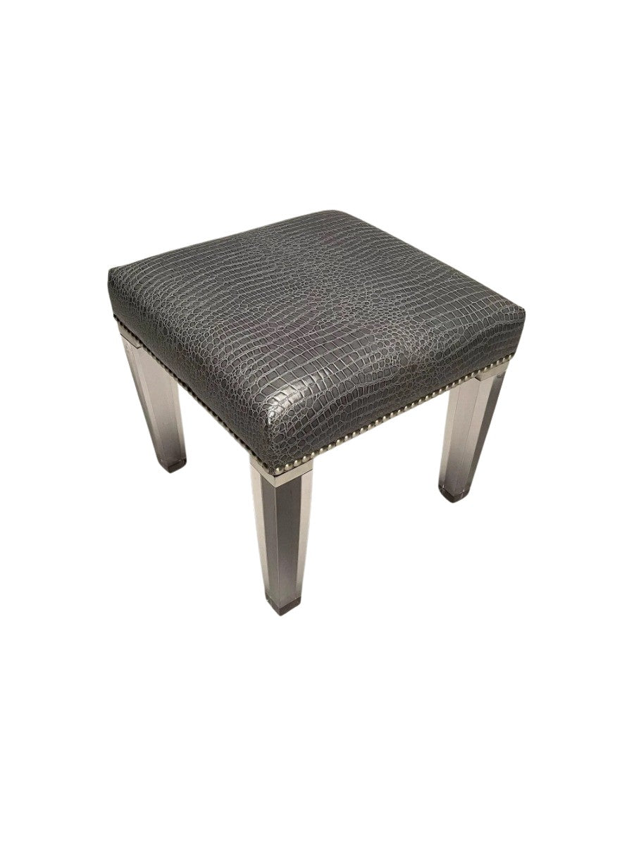Contemporary_Modern_Footstool_Chrome_Acrylic_Faux_Snakeskin_2010s_USA