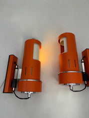 Set_of_2_Space_Age_Adjustable_Wall_Sconces_in_Orange_Metal,_Italian_Modern_Lighting,_1970s