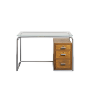 Cova_Milano_Rationalist_Desk_in_Chromed_Tubular_Steel,_Walnut_and_Glass,_Italy,_1940s