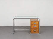 Cova_Milano_Rationalist_Desk_in_Chromed_Tubular_Steel,_Walnut_and_Glass,_Italy,_1940s