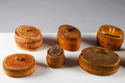 Collection_of_1940s_Finnish_Handwoven_Birch_Bark_Folk_Art_Boxes,_Scandinavian_Design