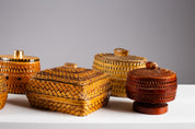 Collection_of_1940s_Finnish_Handwoven_Birch_Bark_Folk_Art_Boxes,_Scandinavian_Design