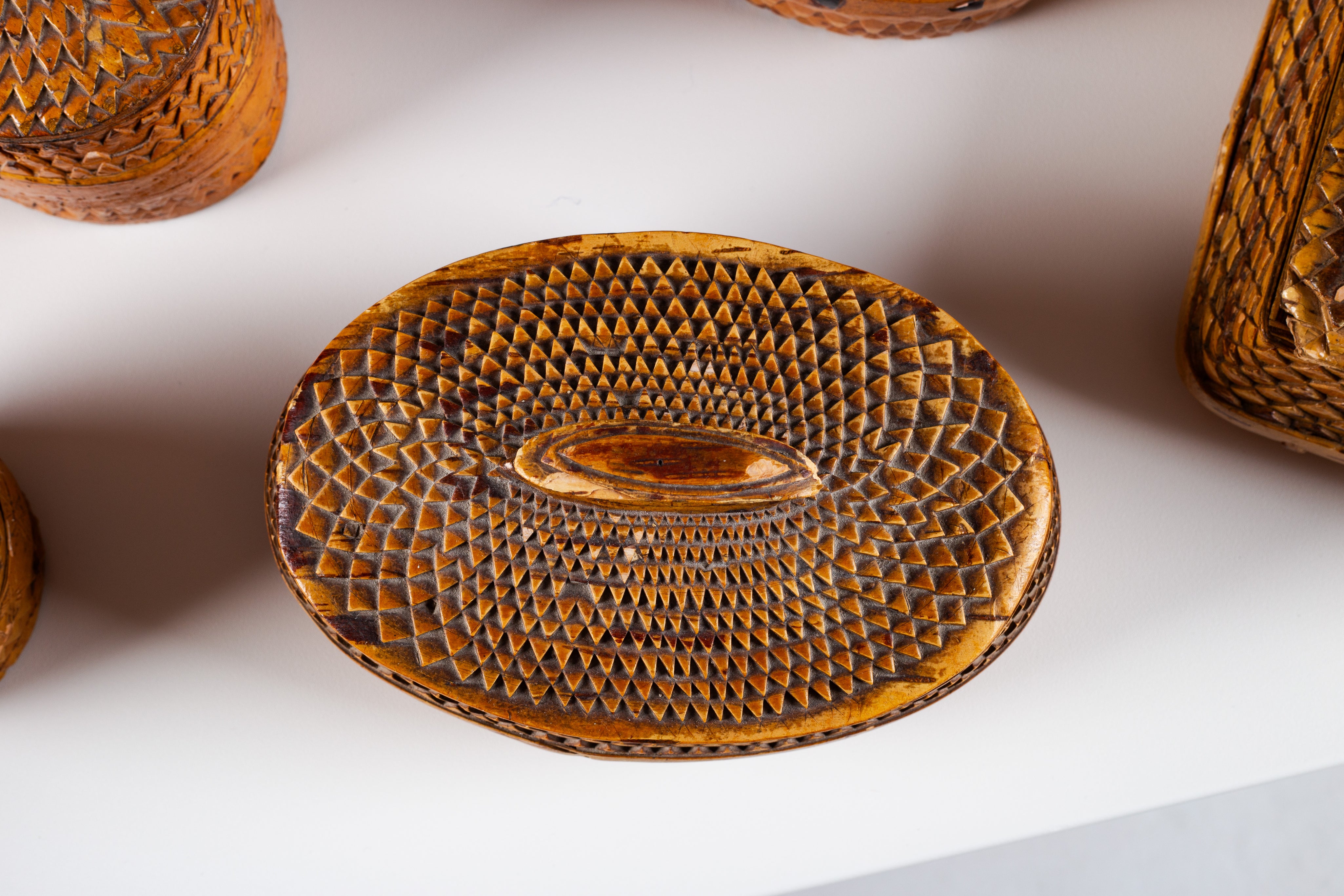 Collection_of_1940s_Finnish_Handwoven_Birch_Bark_Folk_Art_Boxes,_Scandinavian_Design