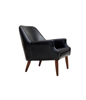 Danish_Armchair_in_Black_Faux_Leather_and_Wool_with_Teak_Legs,_1970s