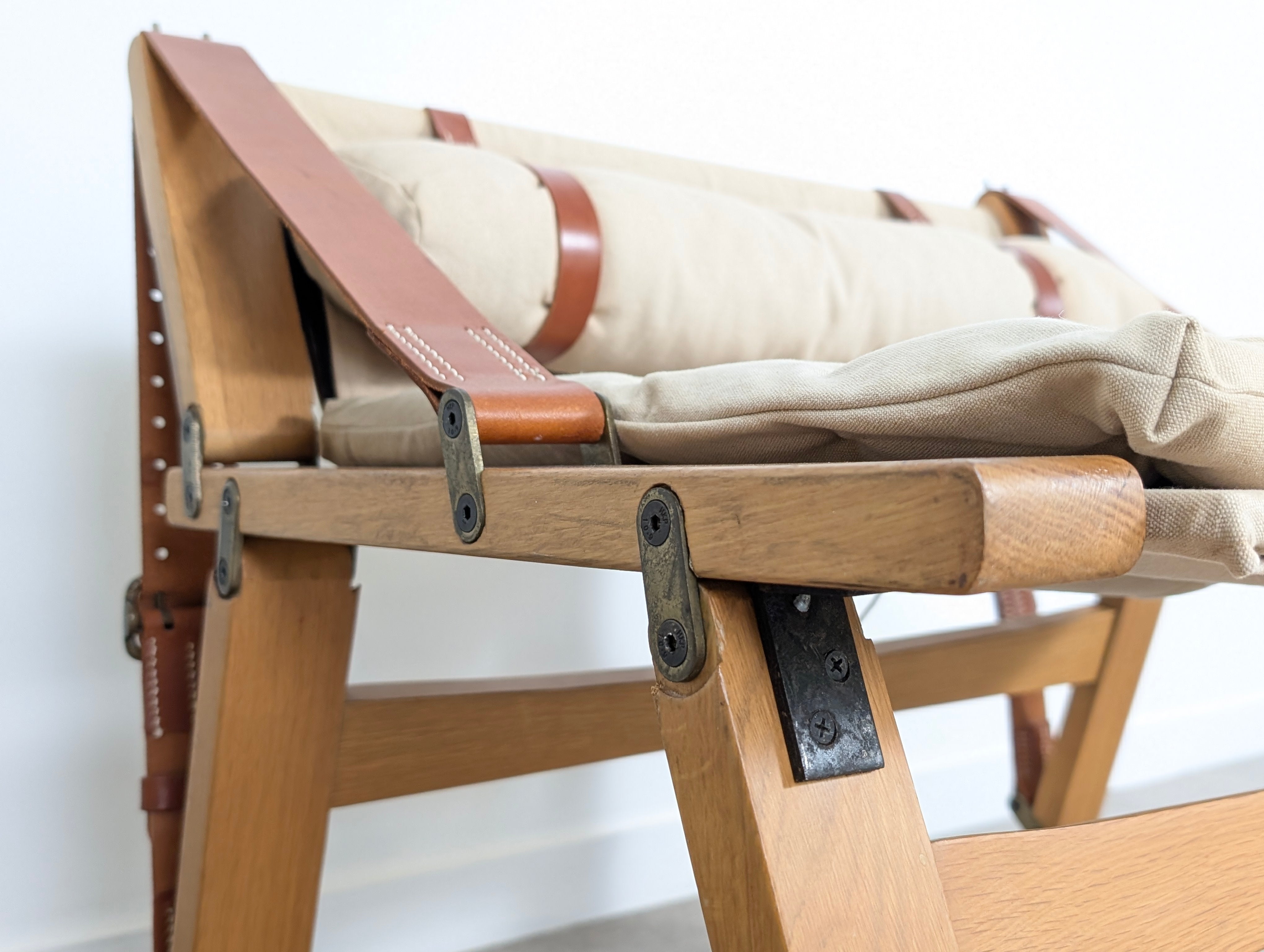 Danish_Armchair_with_Canvas_and_Leather_Straps,_20th_Century