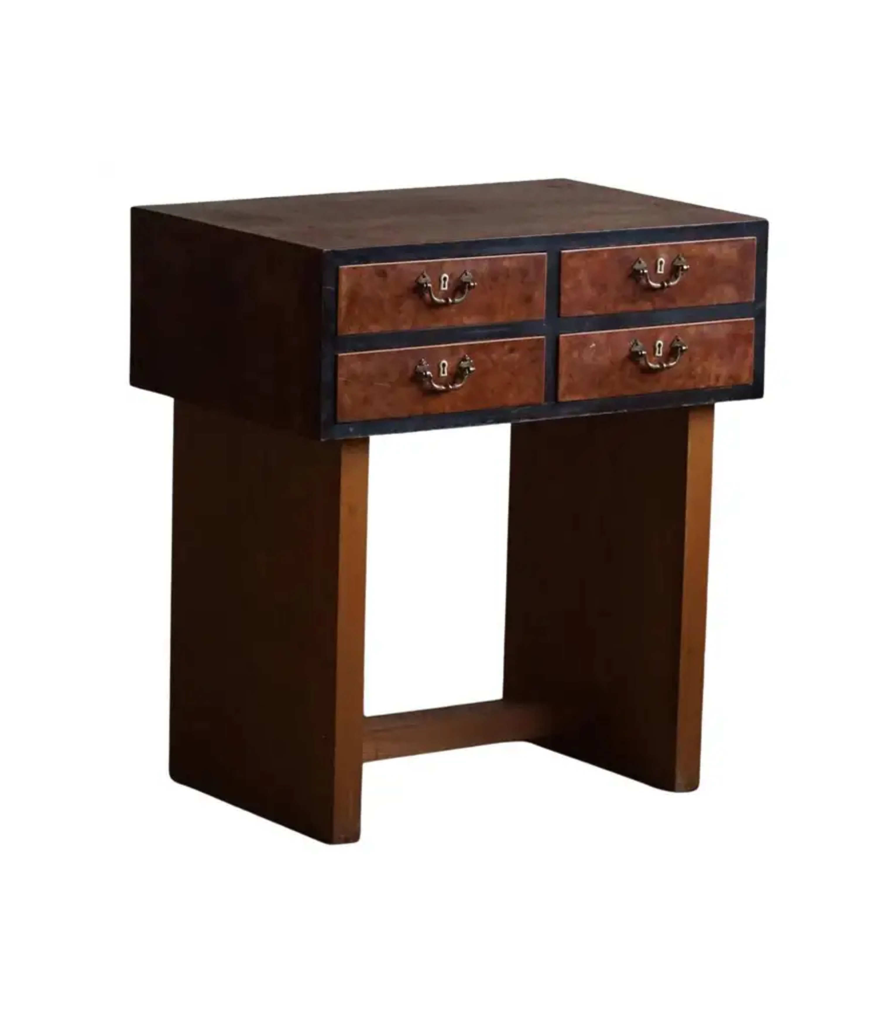 Danish_Art_Deco_Console_Table_with_Drawers_in_Elm_&_Burl_Wood,_1940s