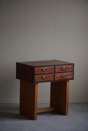 Danish_Art_Deco_Console_Table_with_Drawers_in_Elm_&_Burl_Wood,_1940s