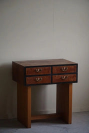 Danish_Art_Deco_Console_Table_with_Drawers_in_Elm_&_Burl_Wood,_1940s