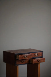 Danish_Art_Deco_Console_Table_with_Drawers_in_Elm_&_Burl_Wood,_1940s