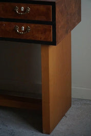 Danish_Art_Deco_Console_Table_with_Drawers_in_Elm_&_Burl_Wood,_1940s