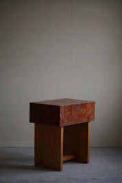 Danish_Art_Deco_Console_Table_with_Drawers_in_Elm_&_Burl_Wood,_1940s