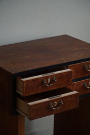 Danish_Art_Deco_Console_Table_with_Drawers_in_Elm_&_Burl_Wood,_1940s
