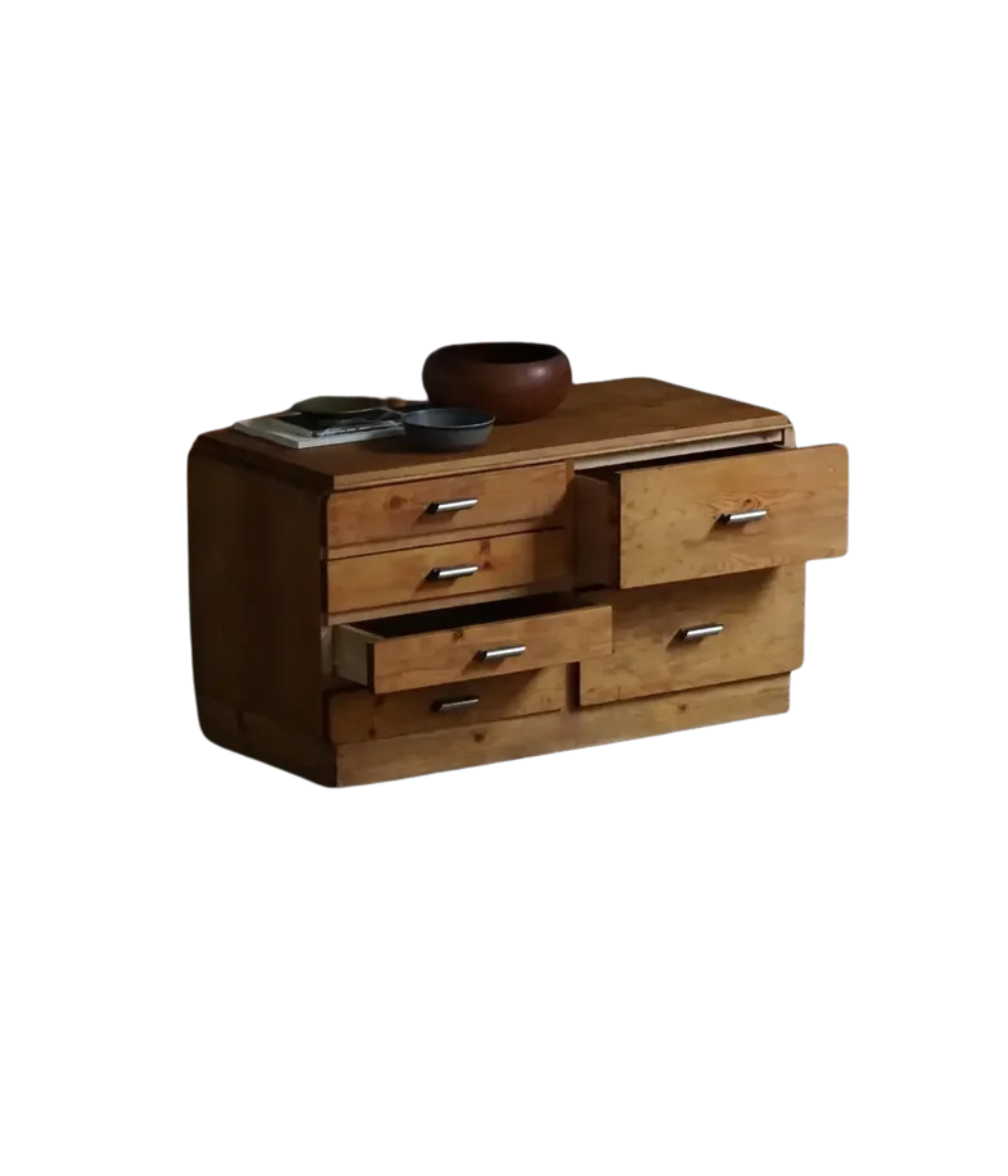 Danish_Art_Deco_Pine_Chest_of_Drawers_with_Metal_Handles,_1940s