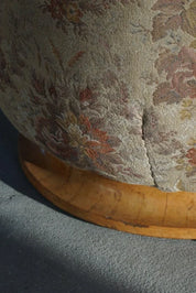 Danish_Art_Deco_Sculptural_Pouf_Stool_in_Burl_Wood_and_Fabric,_1940s