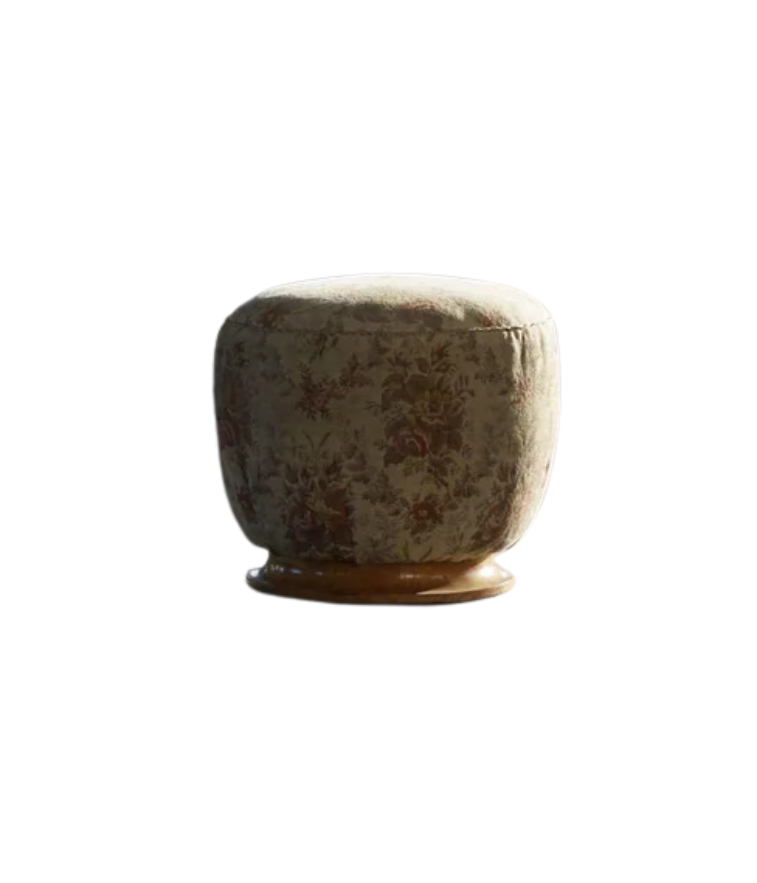 Danish_Art_Deco_Sculptural_Pouf_Stool_in_Burl_Wood_and_Fabric,_1940s