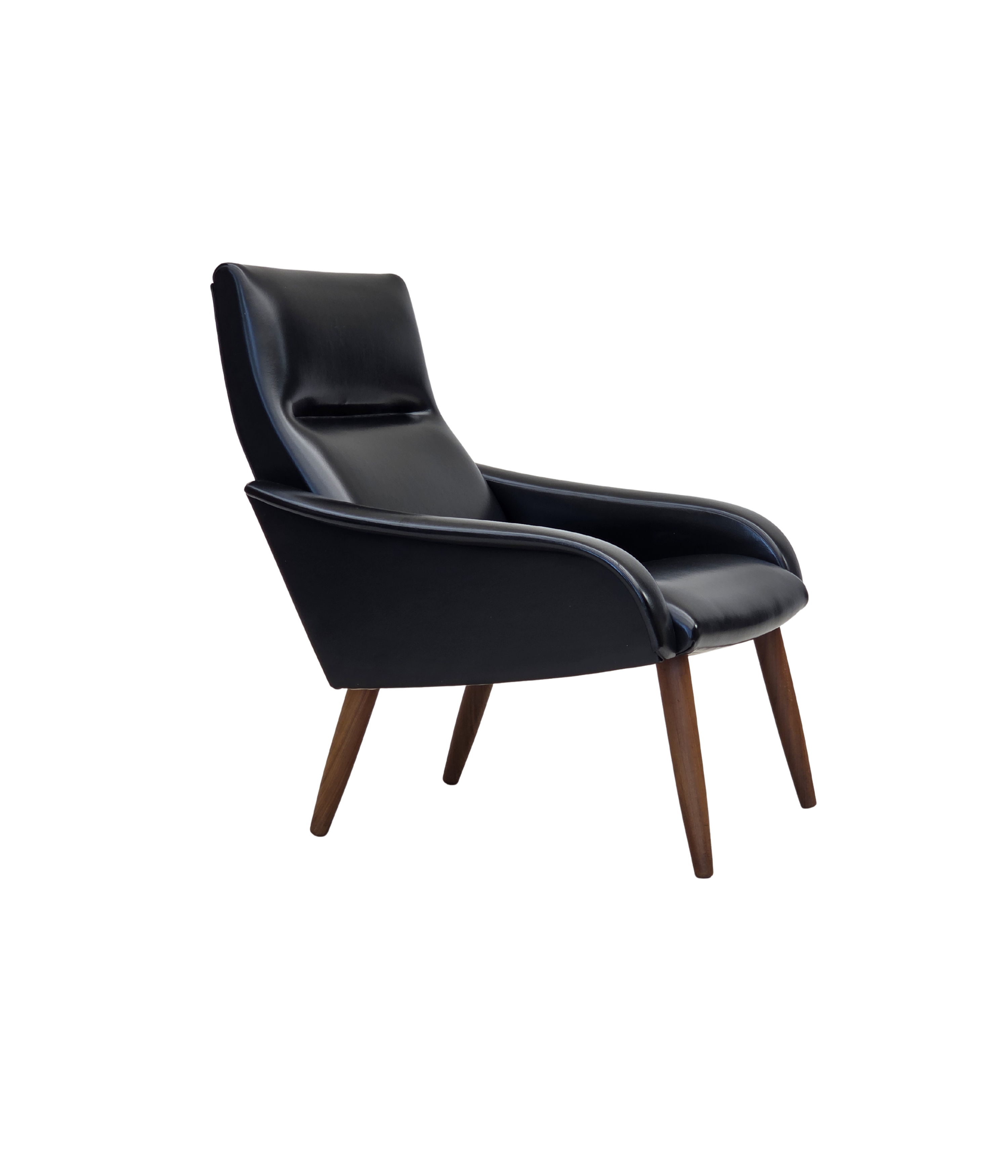 Danish_Black_Faux_Leather_Lounge_Chair_with_Teak_Legs,_1970s