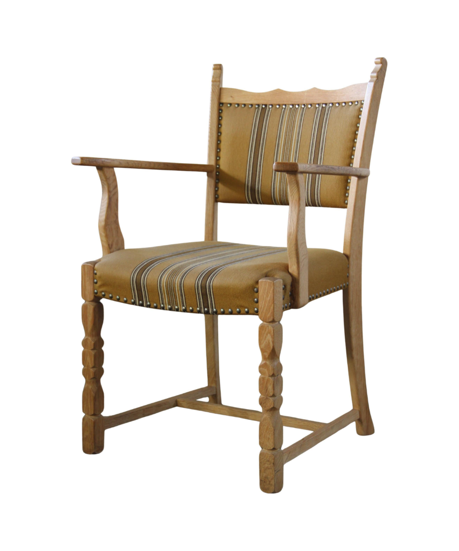 Danish_Brutalist_Oak_Armchair_with_Sculptural_Throne-Like_Frame,_Henning_Kjærnulf_Style