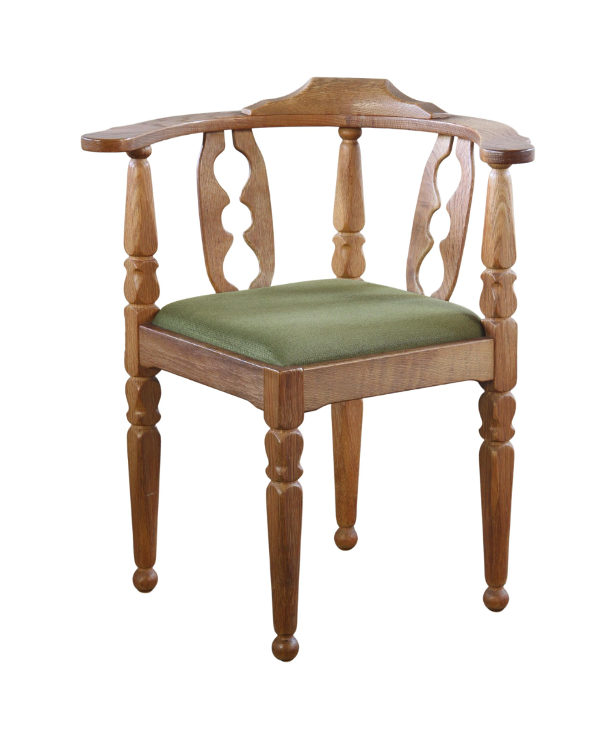 Danish_Brutalist_Oak_Corner_Chair_by_Henning_Kjærnulf,_Attributed_to_EG_Møbler,_1960s