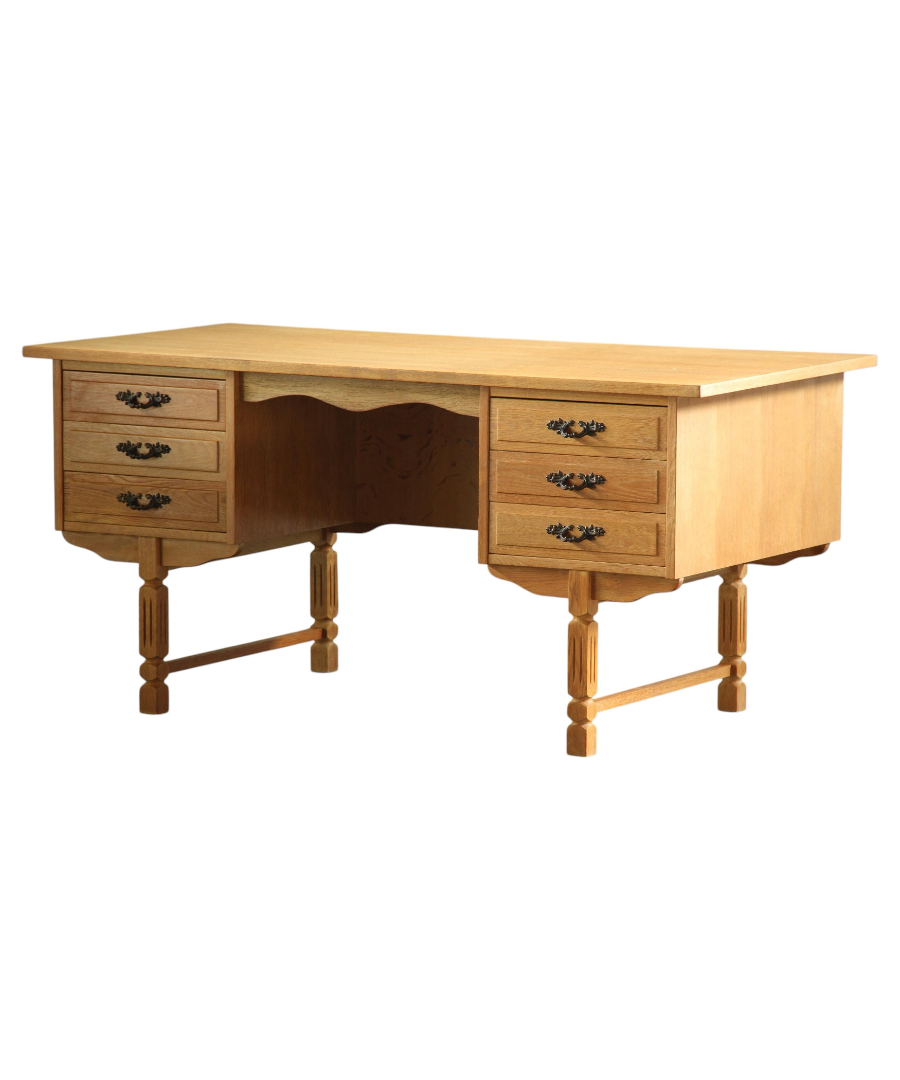 Danish_Brutalist_Oak_Freestanding_Desk_with_Six_Drawers,_Attributed_to_Henning_Kjærnulf,_circa_1960