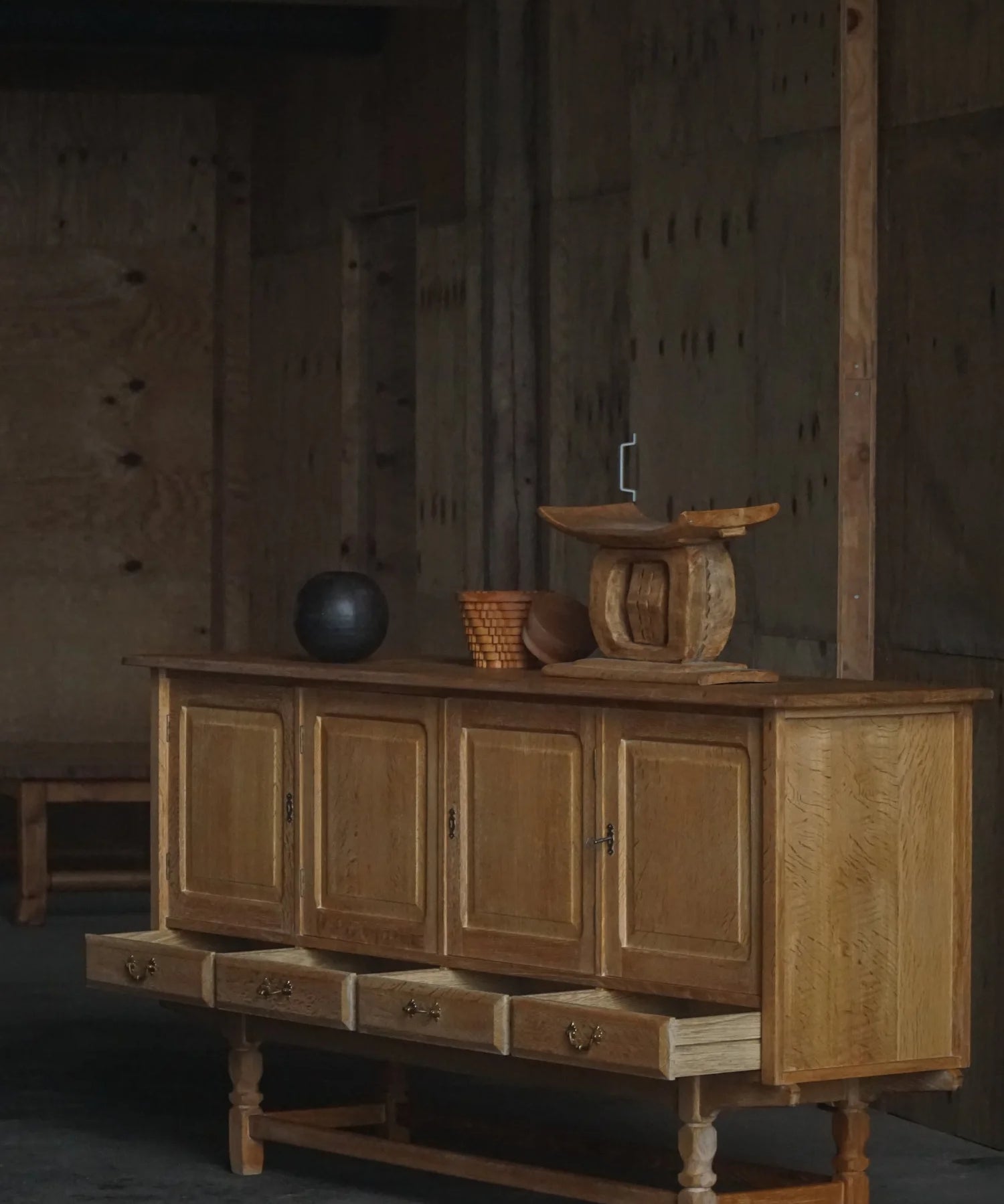 Danish_Brutalist_Oak_Sideboard_by_Cabinetmaker,_Scandinavian_Modern_Credenza,_1960s