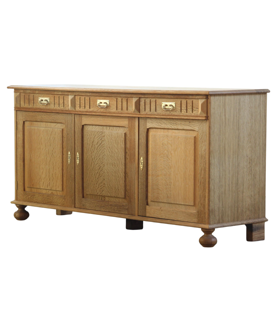 Danish_Brutalist_Solid_Oak_Low_Sideboard_with_Carved_Geometric_Doors,_Attributed_to_Henning_Kjærnulf
