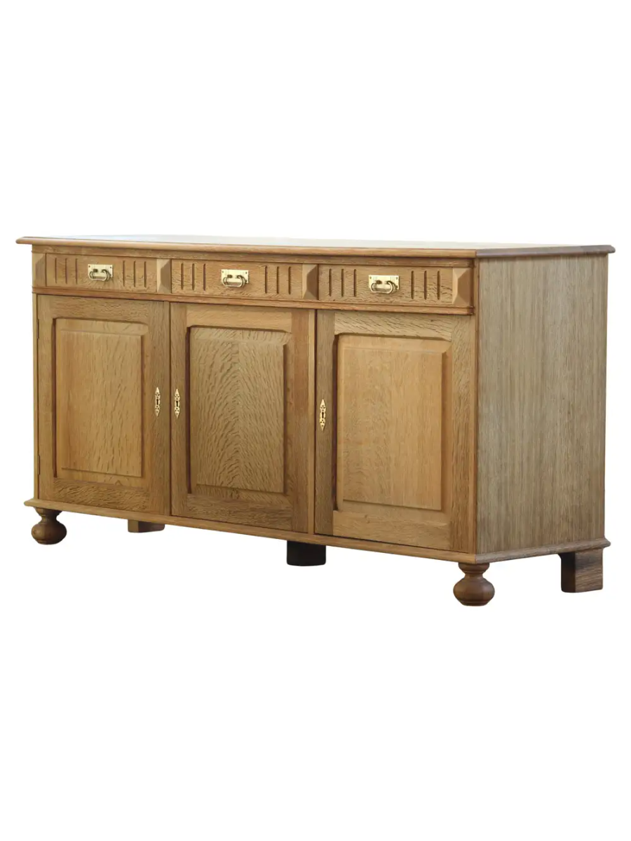 Danish_Brutalist_Solid_Oak_Low_Sideboard_with_Carved_Geometric_Doors,_Attributed_to_Henning_Kjærnulf
