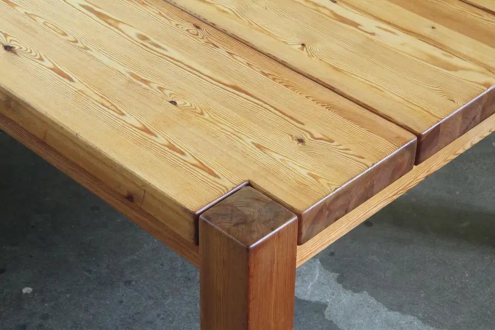 Danish_Brutalist_Solid_Pine_Dining_Table_with_Thick_Plank_Top,_Knud_Friis_&_Elmar_Moltke_Style,_1970s-1980s