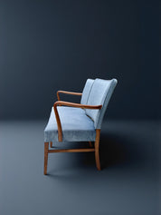 Danish_Two_Seater_Sofa_in_Walnut_and_Light_Blue_Velvet