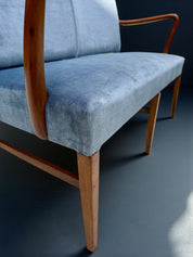 Danish_Two_Seater_Sofa_in_Walnut_and_Light_Blue_Velvet
