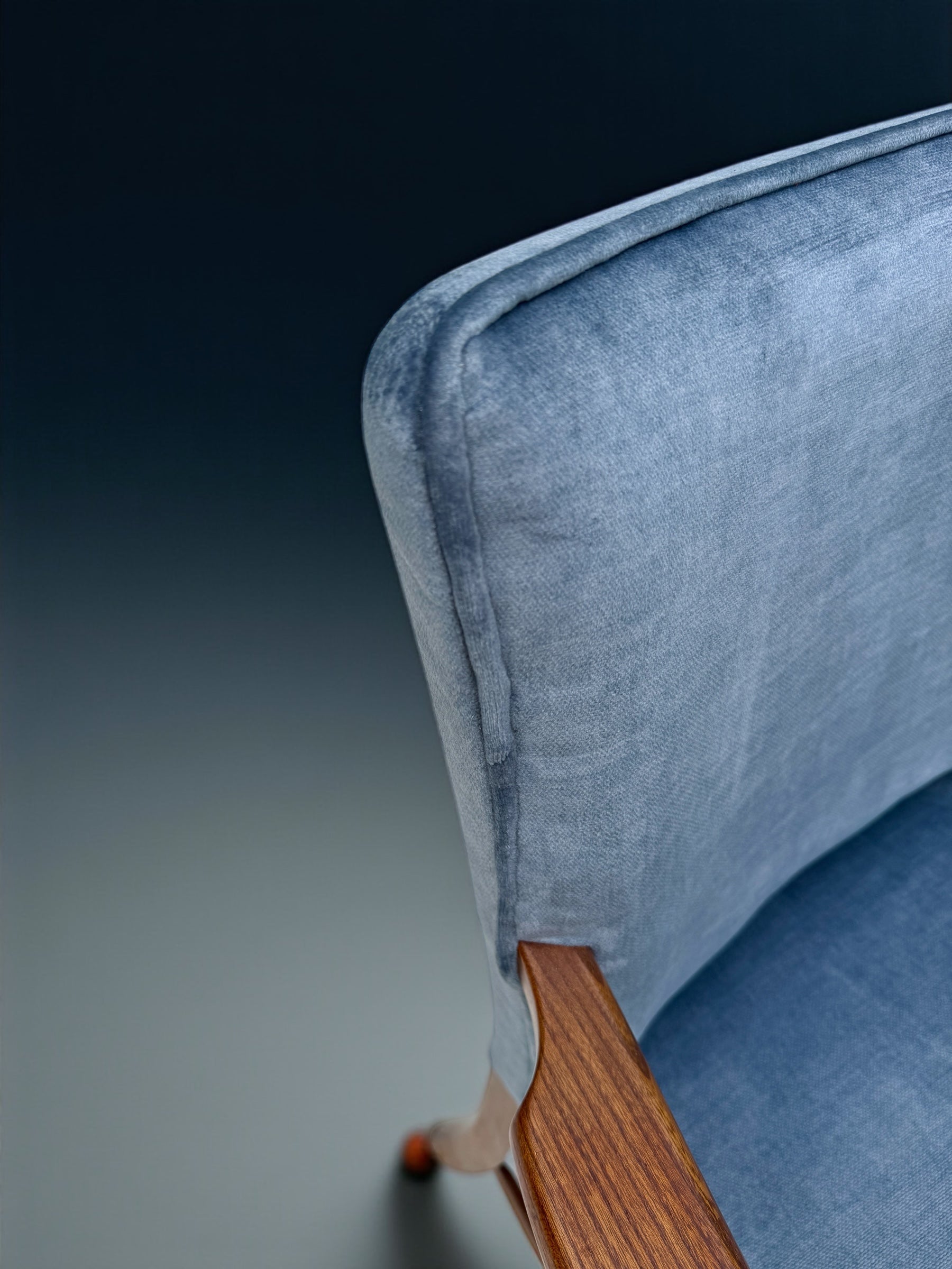 Danish_Two_Seater_Sofa_in_Walnut_and_Light_Blue_Velvet