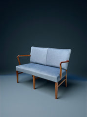 Danish_Two_Seater_Sofa_in_Walnut_and_Light_Blue_Velvet
