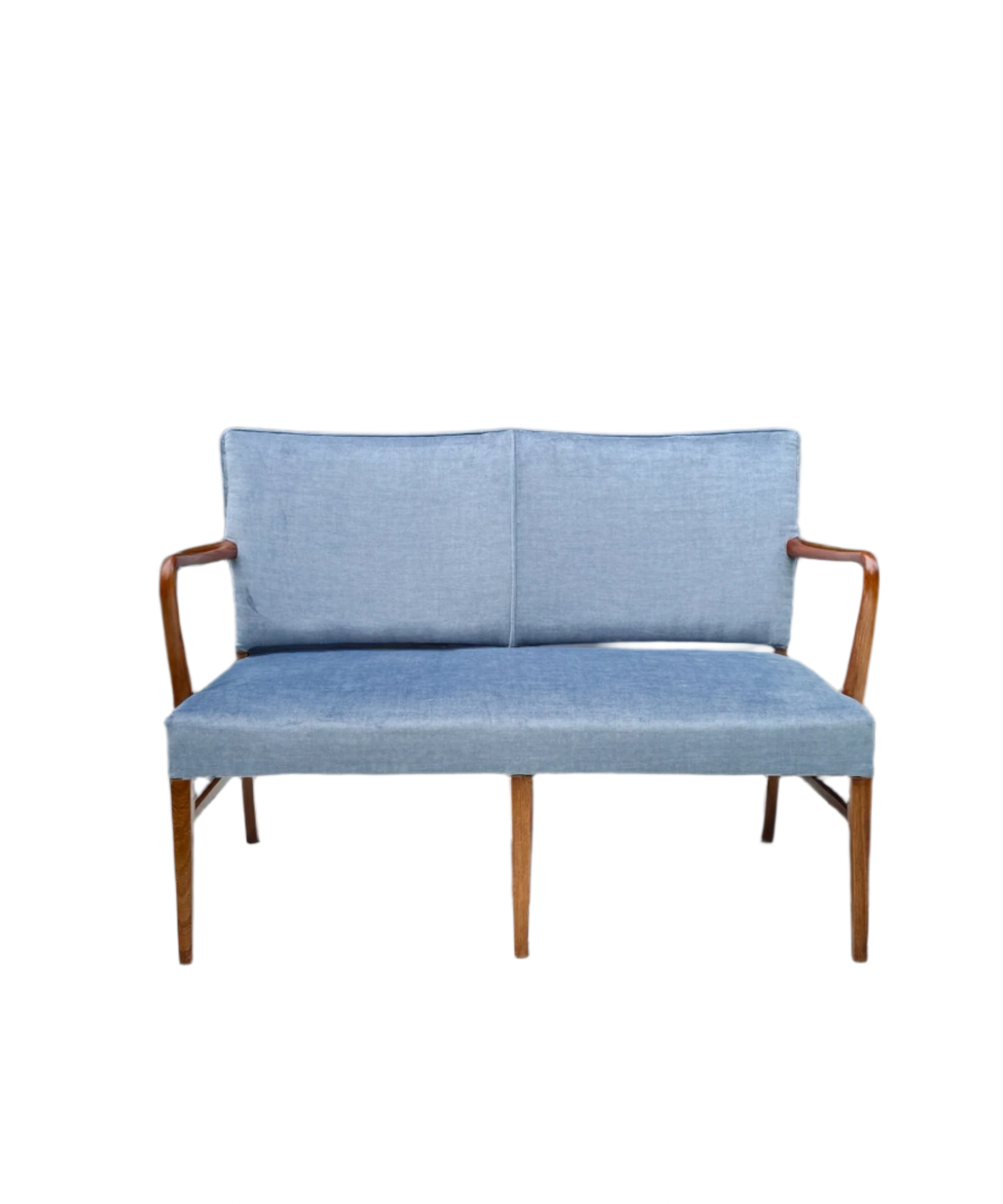 Danish_Design_Two_Seater_Settee_in_Walnut_and_Light_Blue_Velvet