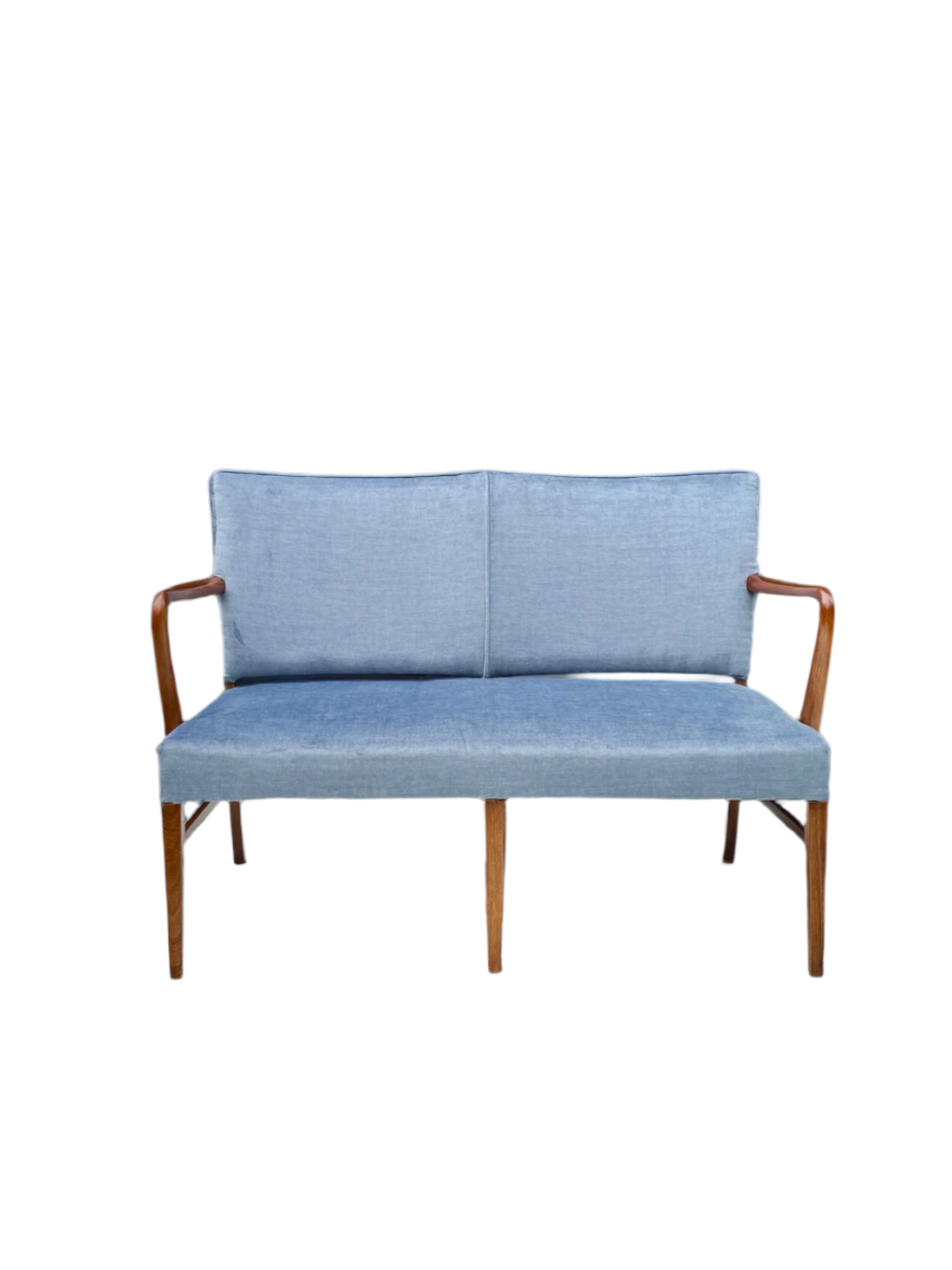 Danish_Design_Two_Seater_Settee_in_Walnut_and_Light_Blue_Velvet