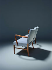 Danish_Two_Seater_Sofa_in_Walnut_and_Light_Blue_Velvet