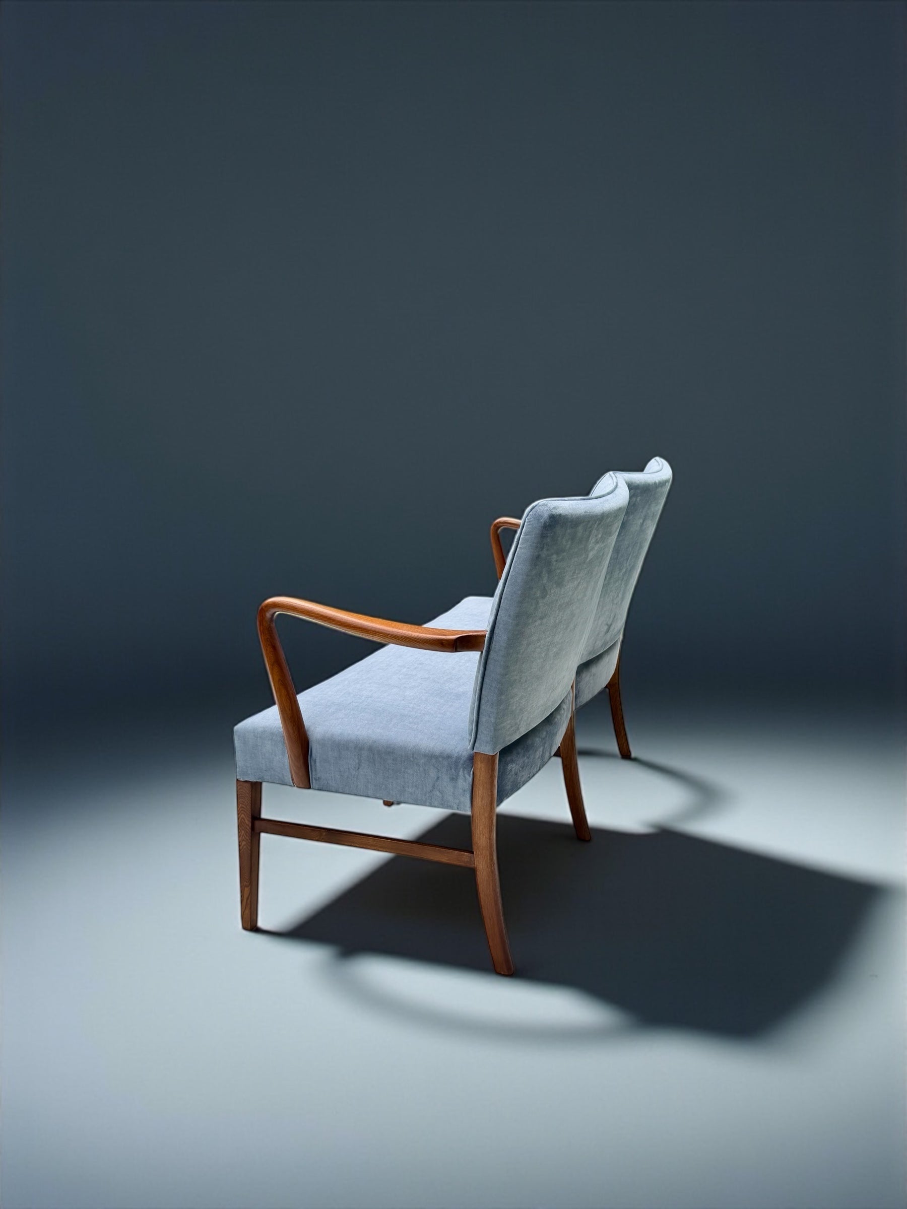 Danish_Two_Seater_Sofa_in_Walnut_and_Light_Blue_Velvet