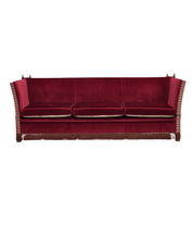 Danish_Drop-Arm_Spanish_3-Seater_Sofa_in_Red_Velour_with_Ash_Legs,_1970s