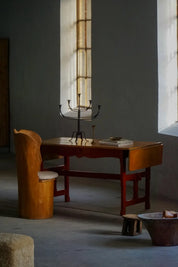 Danish_Extendable_Writing_Desk_and_Dining_Table_in_Solid_Wood_with_Drawer,_19th_Century