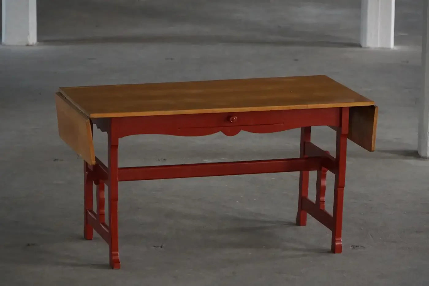 Danish_Extendable_Writing_Desk_and_Dining_Table_in_Solid_Wood_with_Drawer,_19th_Century