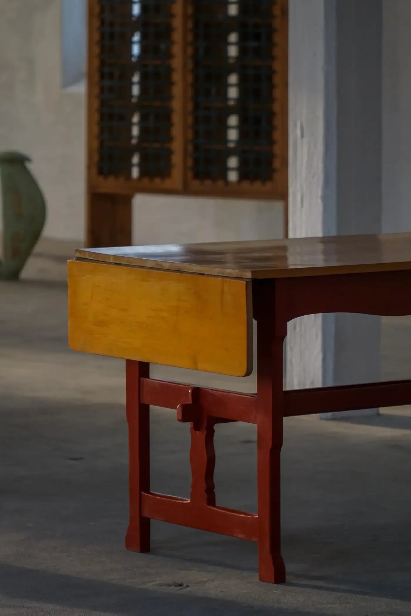 Danish_Extendable_Writing_Desk_and_Dining_Table_in_Solid_Wood_with_Drawer,_19th_Century