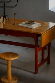 Danish_Extendable_Writing_Desk_and_Dining_Table_in_Solid_Wood_with_Drawer,_19th_Century