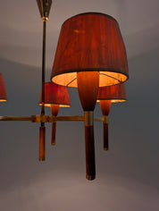Danish_Five_Arm_Brass_and_Wood_Chandelier,_Scandinavian_Modern,_1950s