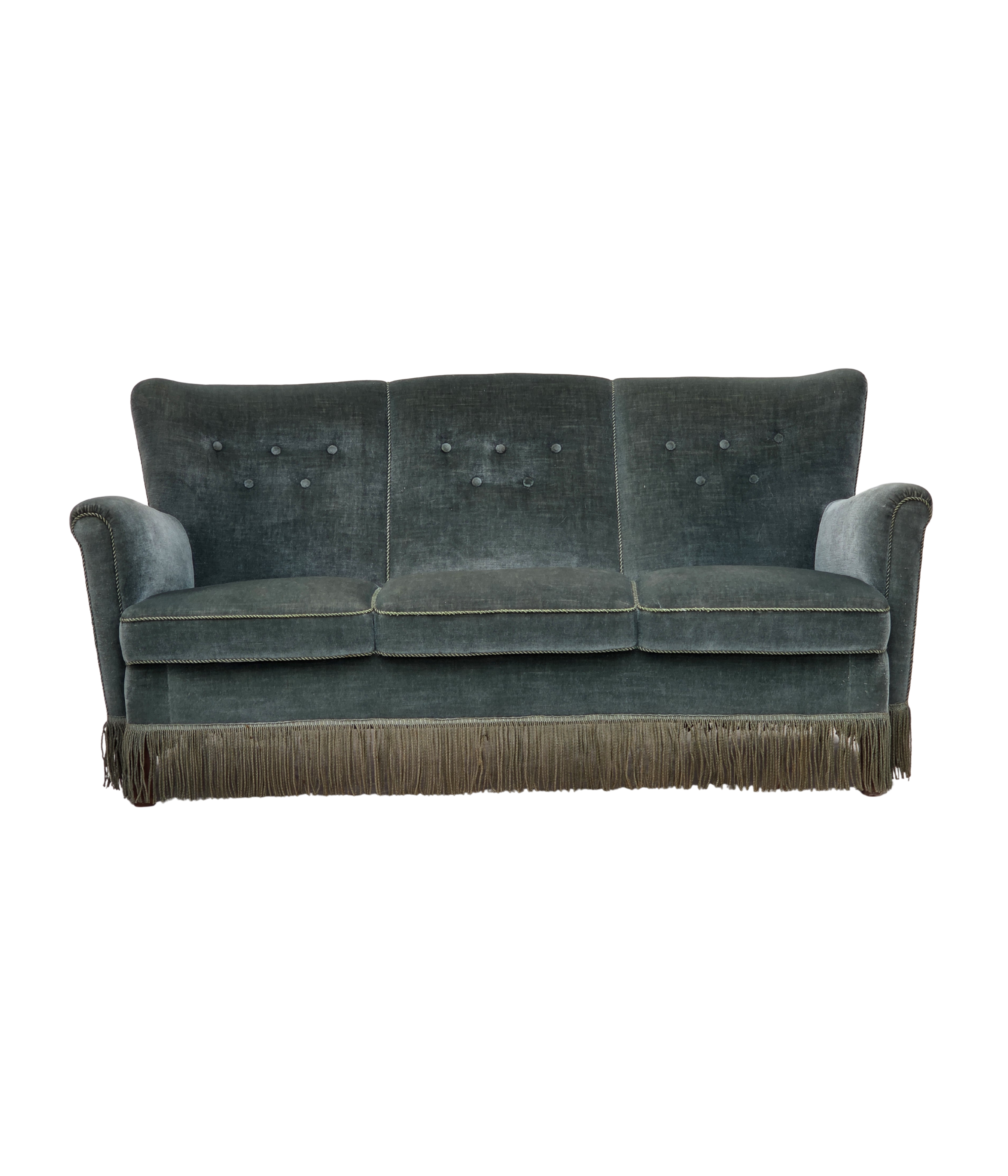 Danish_Green_Velour_3-Seater_Sofa_with_Oak_Legs,_1960s
