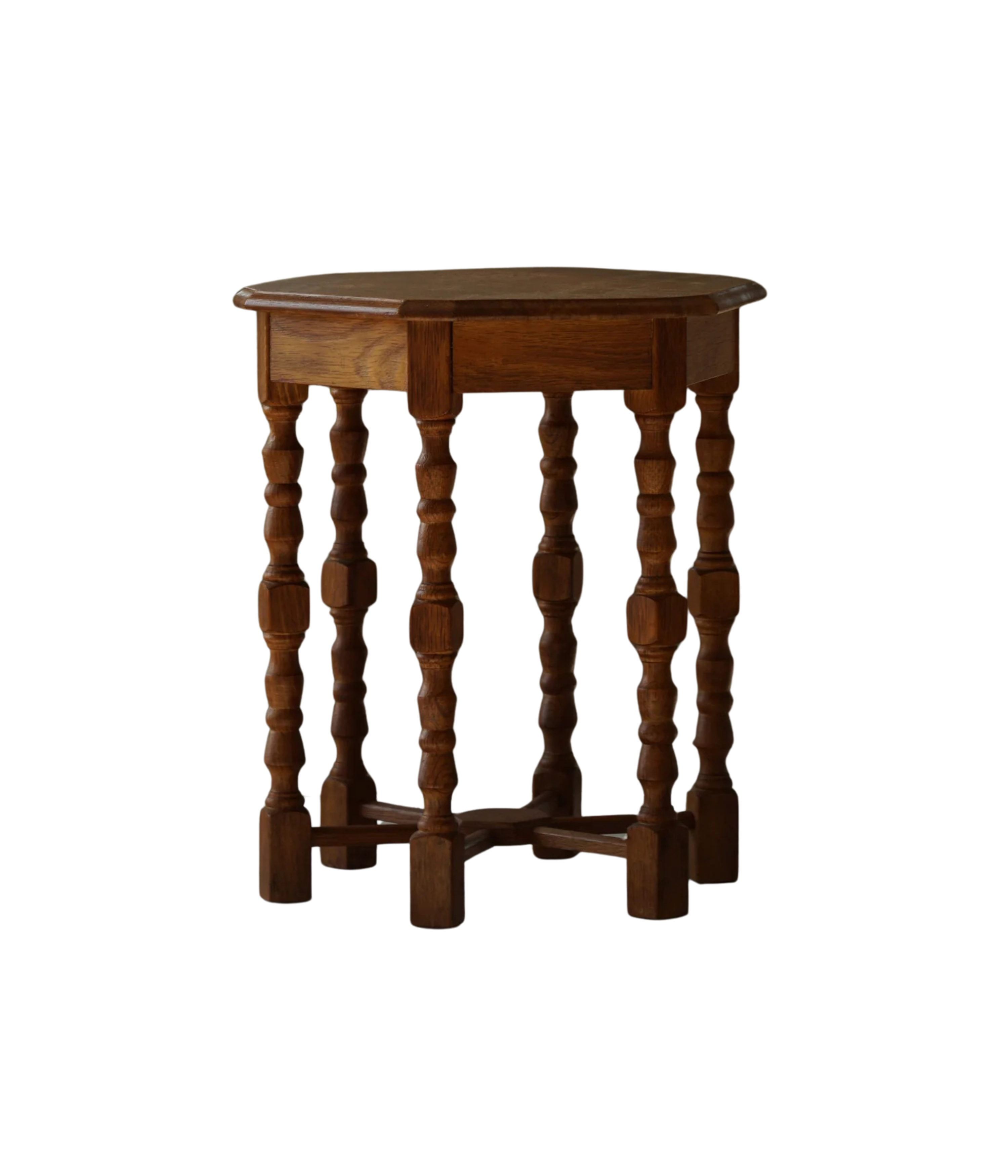 Danish_Hexagonal_Side_Table_in_Oak,_Scandinavian_Modern_Design