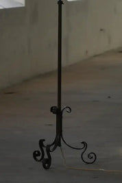 Danish_Iron_Floor_Lamp_with_Tripod_Base_and_Floral_Shade